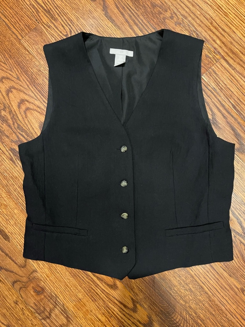 H&M Classic Black Button Front Vest Small